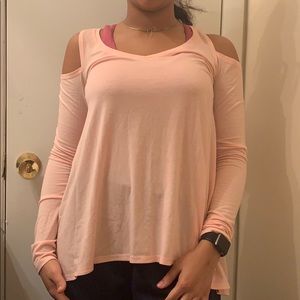 light pink long sleeve cold shoulder